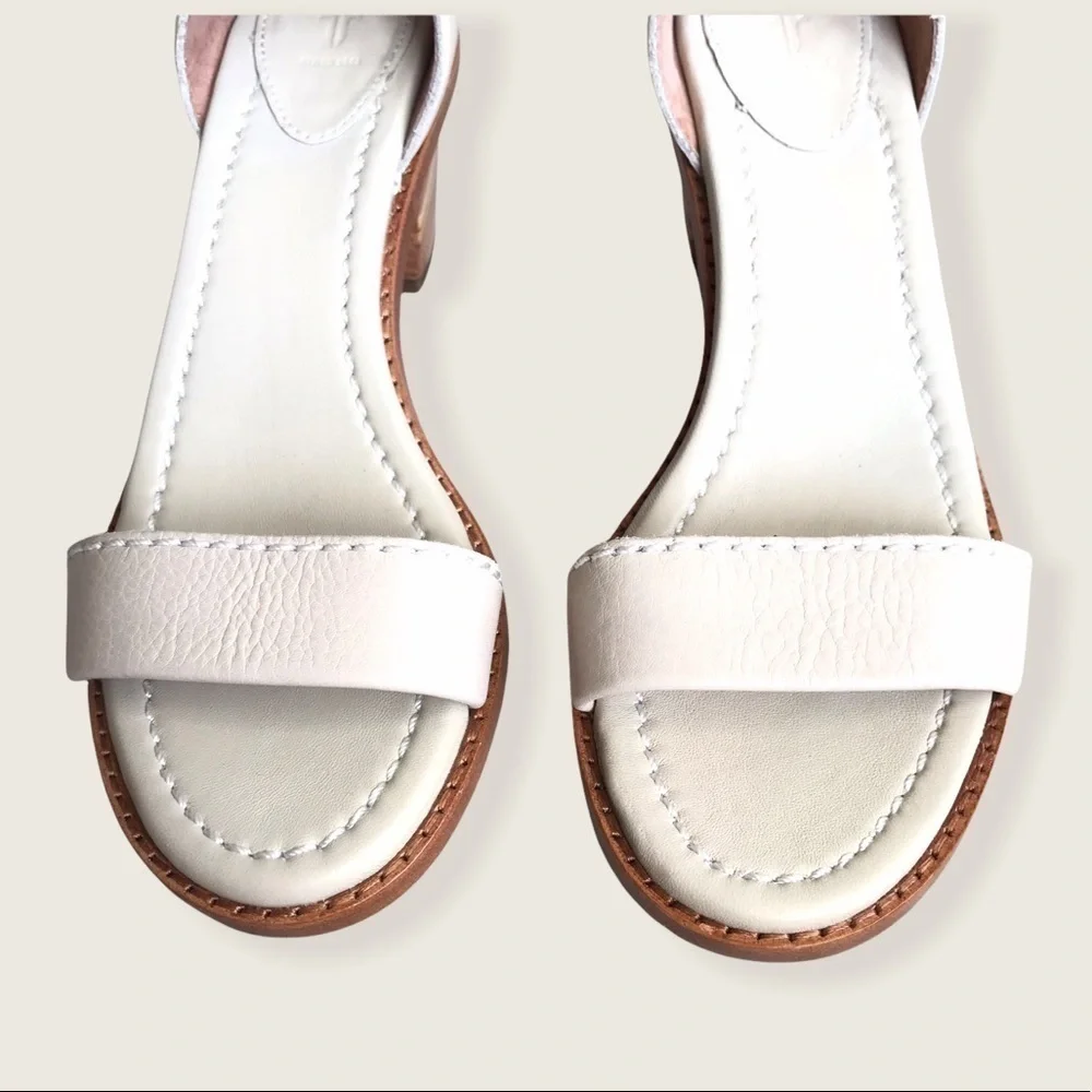 Frye Classic Cream Brielle Zip Block Ankle Heels - Picture 9 of 16